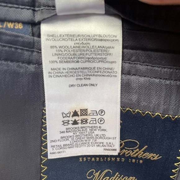 Brooks Brothers‎ Madison Brooks Cool 2 Button Blazer in Navy Size 42L/W36 - Picture 8 of 8